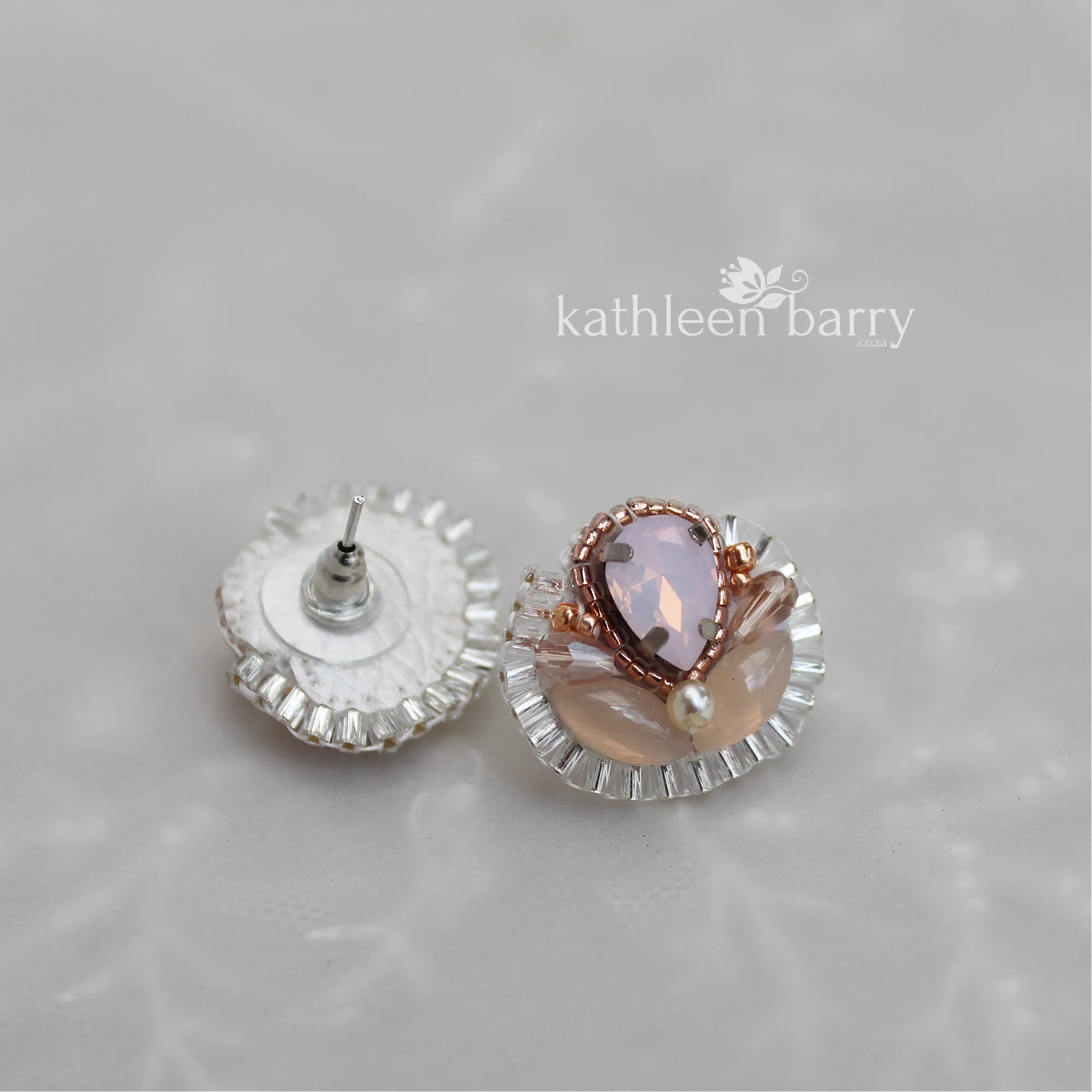 Thembi pink opal rose gold stud earrings - colors variations on request*