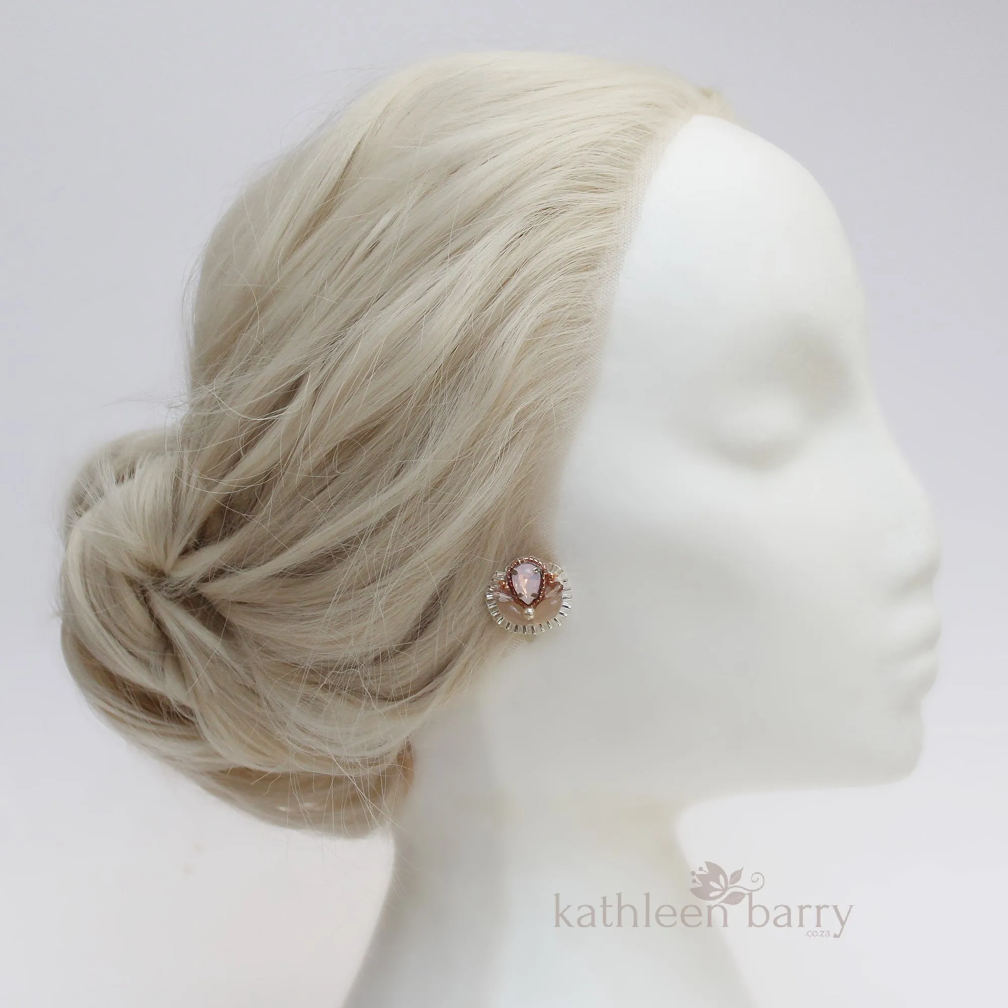 Thembi pink opal rose gold stud earrings - colors variations on request*