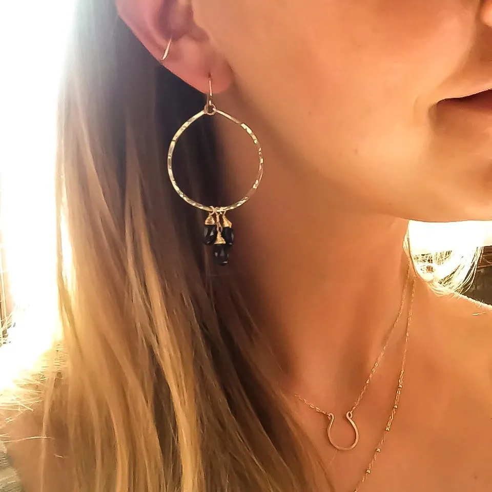 Trio Gemstone Hoops - Black Spinel