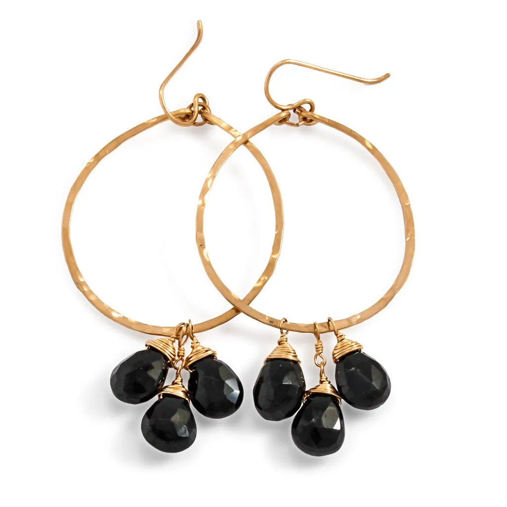 Trio Gemstone Hoops - Black Spinel