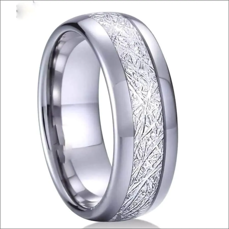 Tungsten Meteorite Ring in Blue, Black, Silver Tungsten Carbide Ring