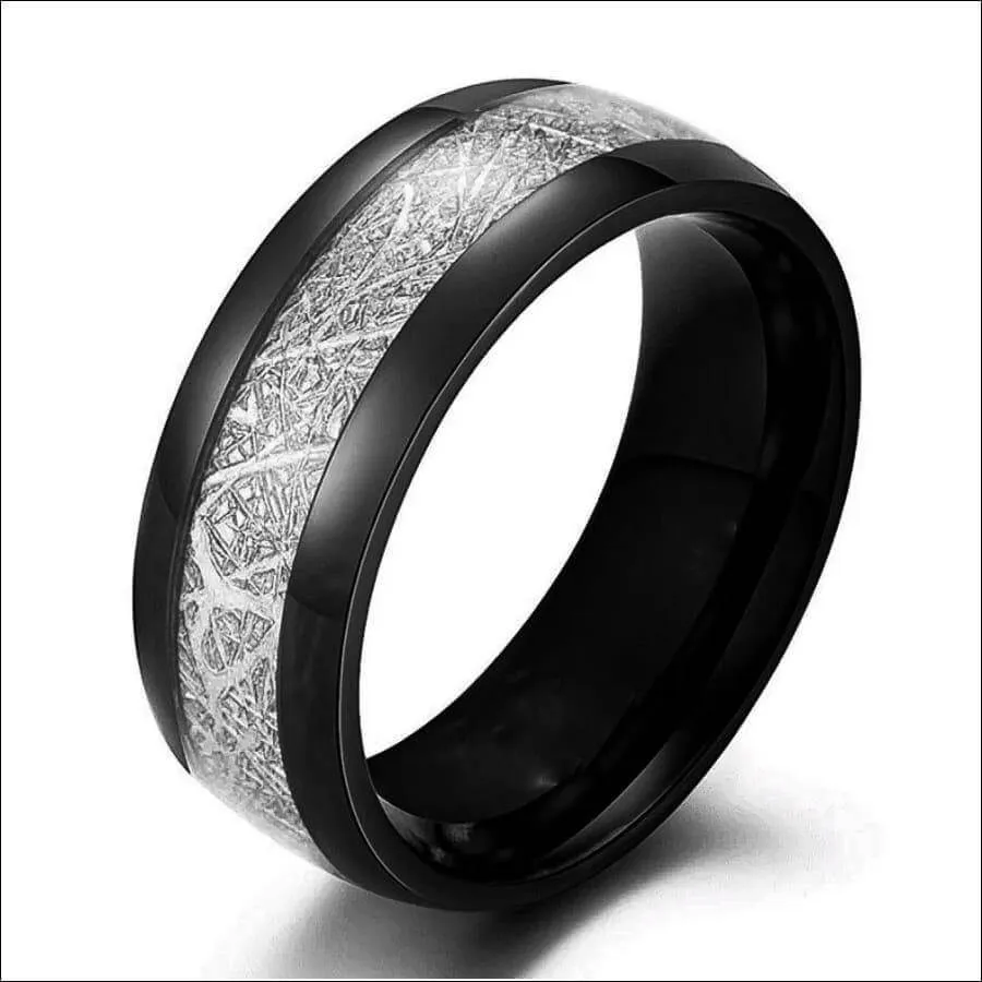 Tungsten Meteorite Ring in Blue, Black, Silver Tungsten Carbide Ring