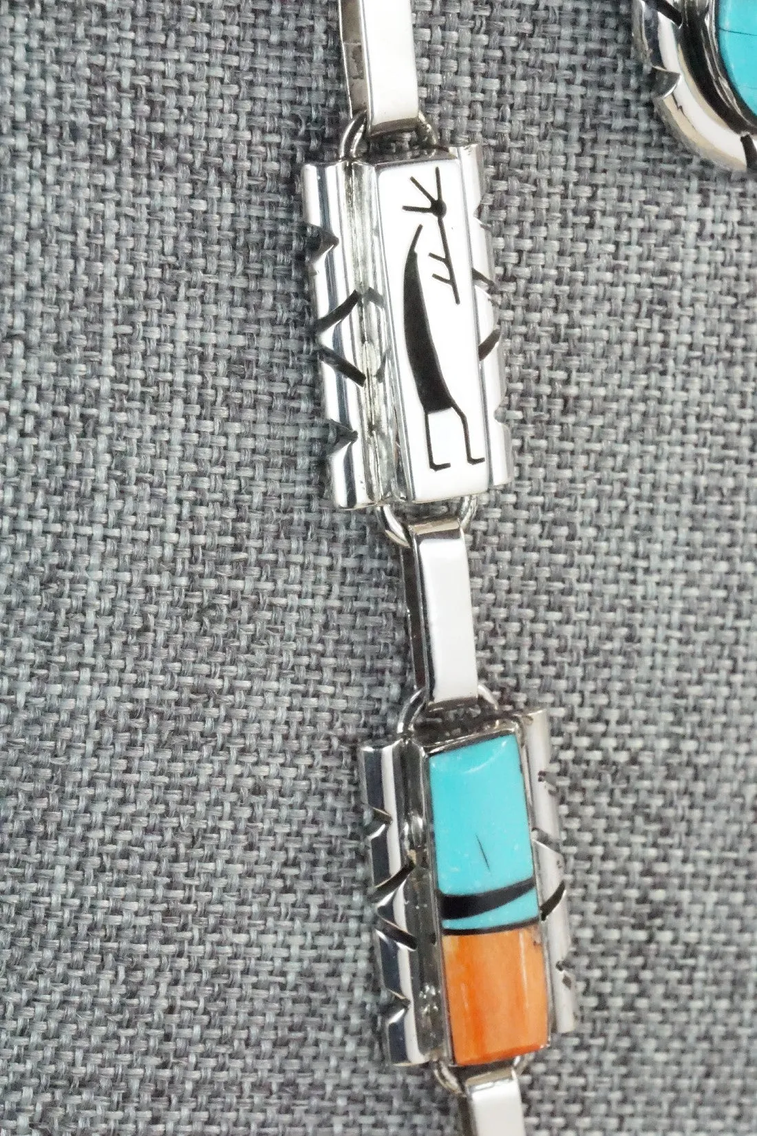 Turquoise, Spiny Oyster, Onyx & Sterling Silver Necklace Set - Sandra Parkett