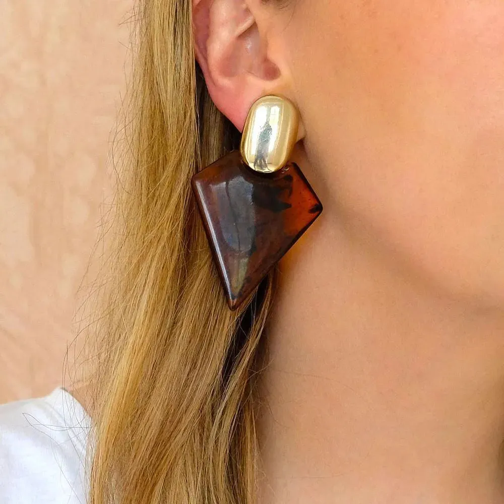 Vintage 1960s Italian Art Deco Style Large Earrings