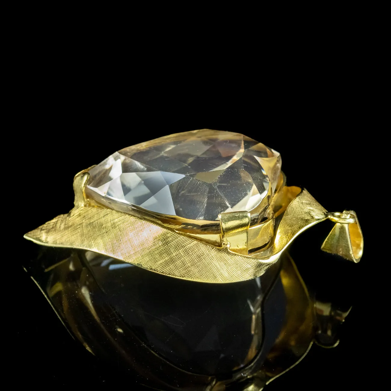 Vintage Citrine Heart Pendant 15ct Gold 35ct Citrine