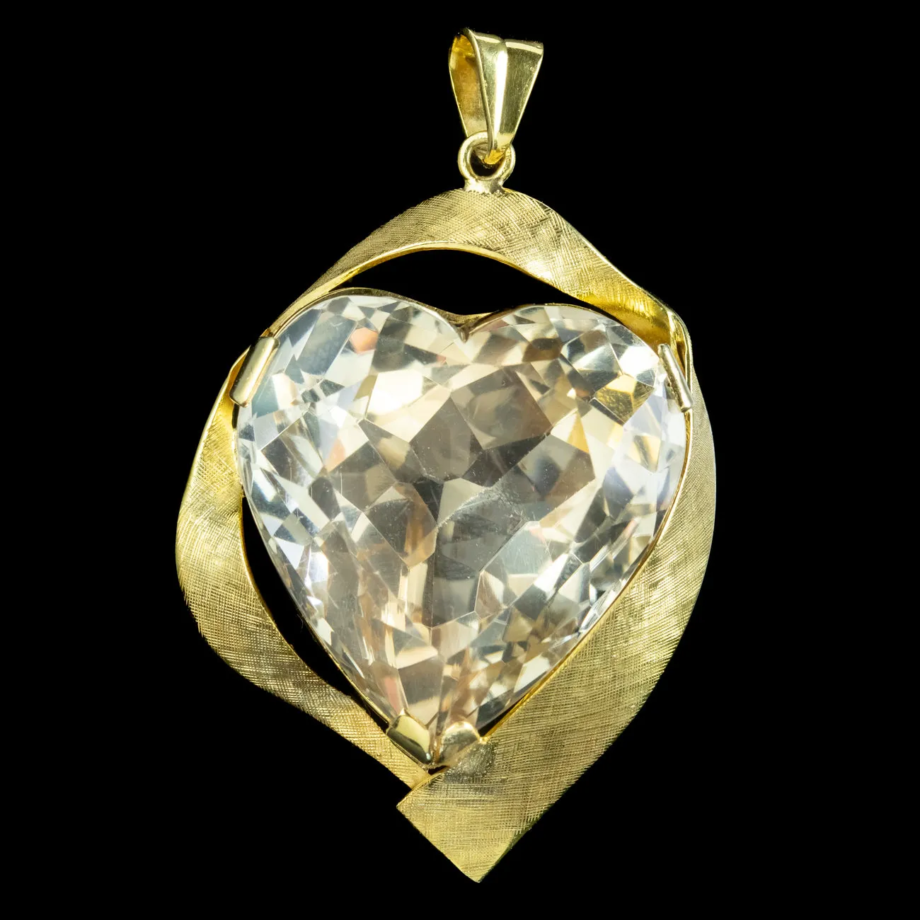 Vintage Citrine Heart Pendant 15ct Gold 35ct Citrine