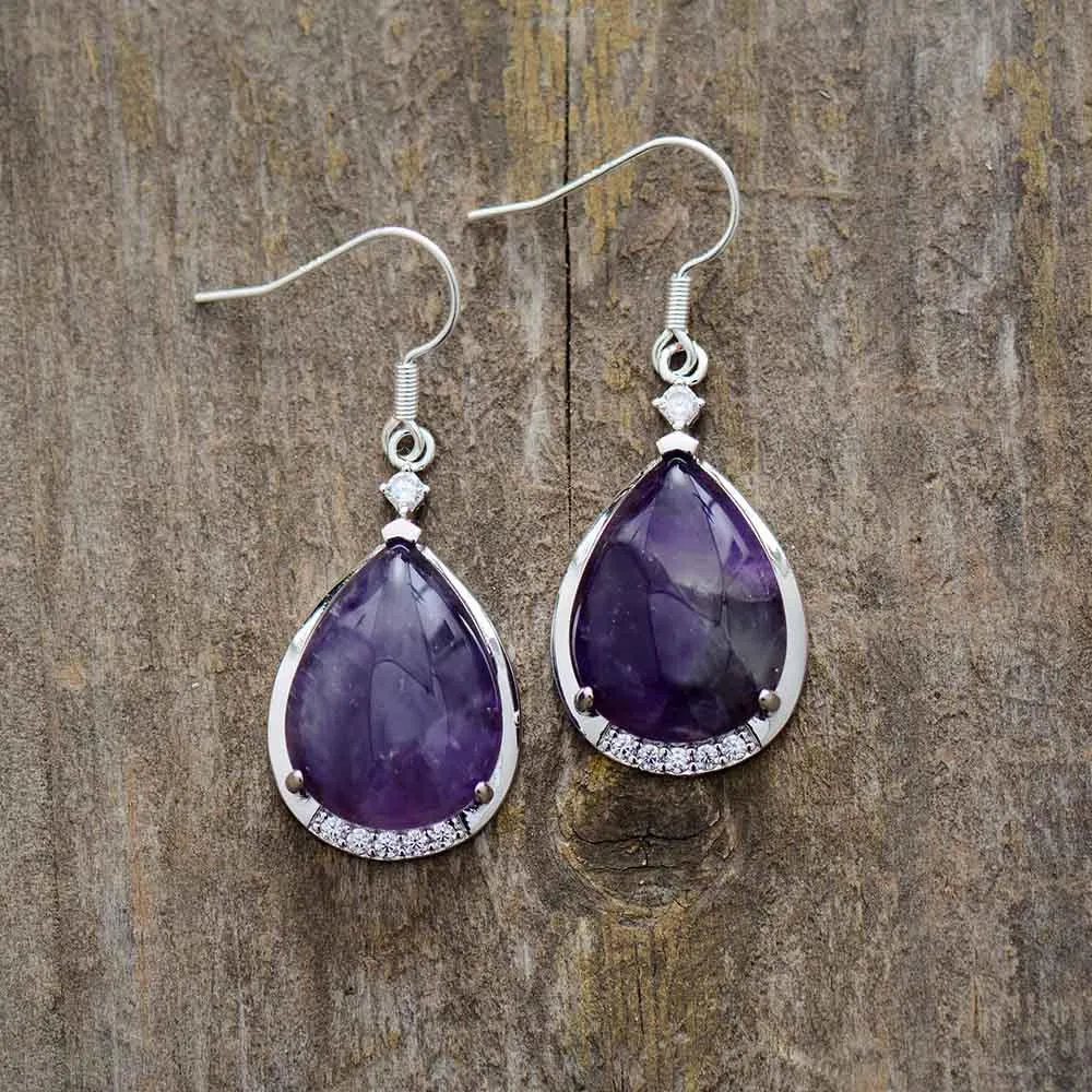 'Yuwin' Amethyst Rhinestones Earrings