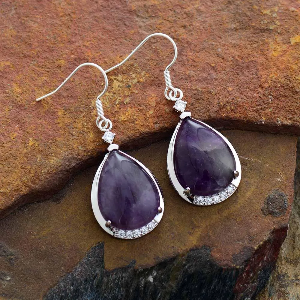 'Yuwin' Amethyst Rhinestones Earrings