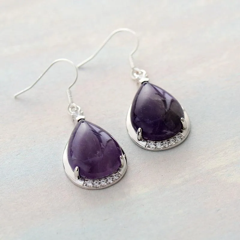 'Yuwin' Amethyst Rhinestones Earrings