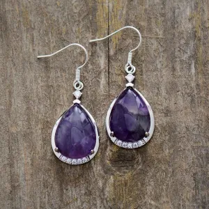 'Yuwin' Amethyst Rhinestones Earrings