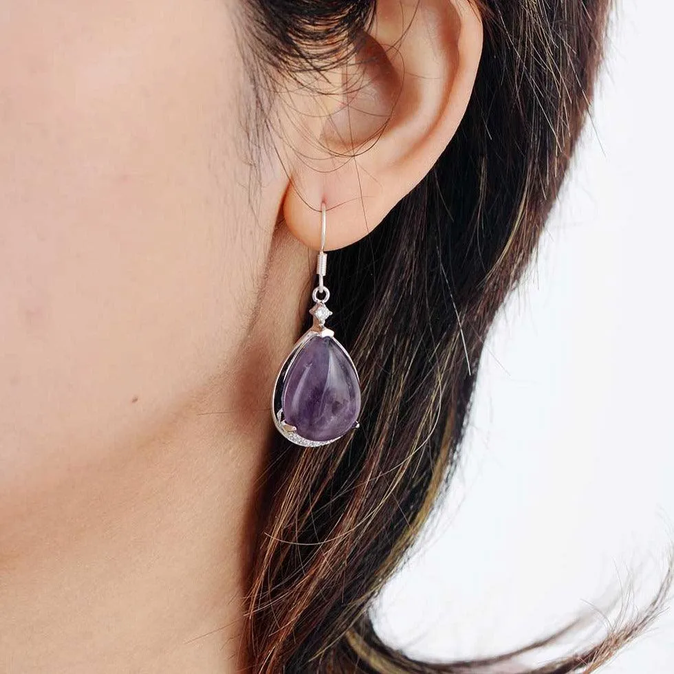 'Yuwin' Amethyst Rhinestones Earrings